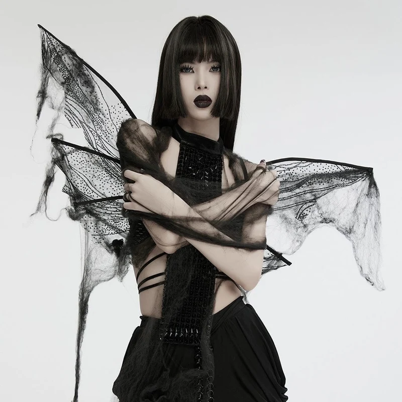 Gothic Schmetterlingsnetzflügel für Damen