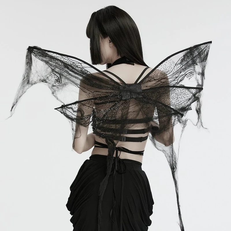Gothic Schmetterlingsnetzflügel für Damen