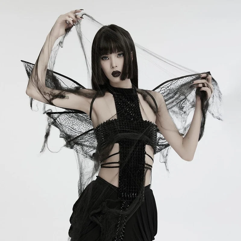 Gothic Schmetterlingsnetzflügel für Damen