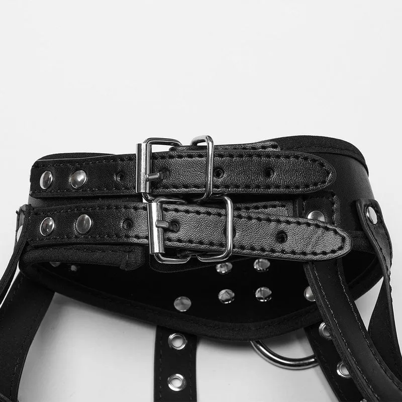 Punk-Stehkragen-Harnisch aus Kunstleder für Damen