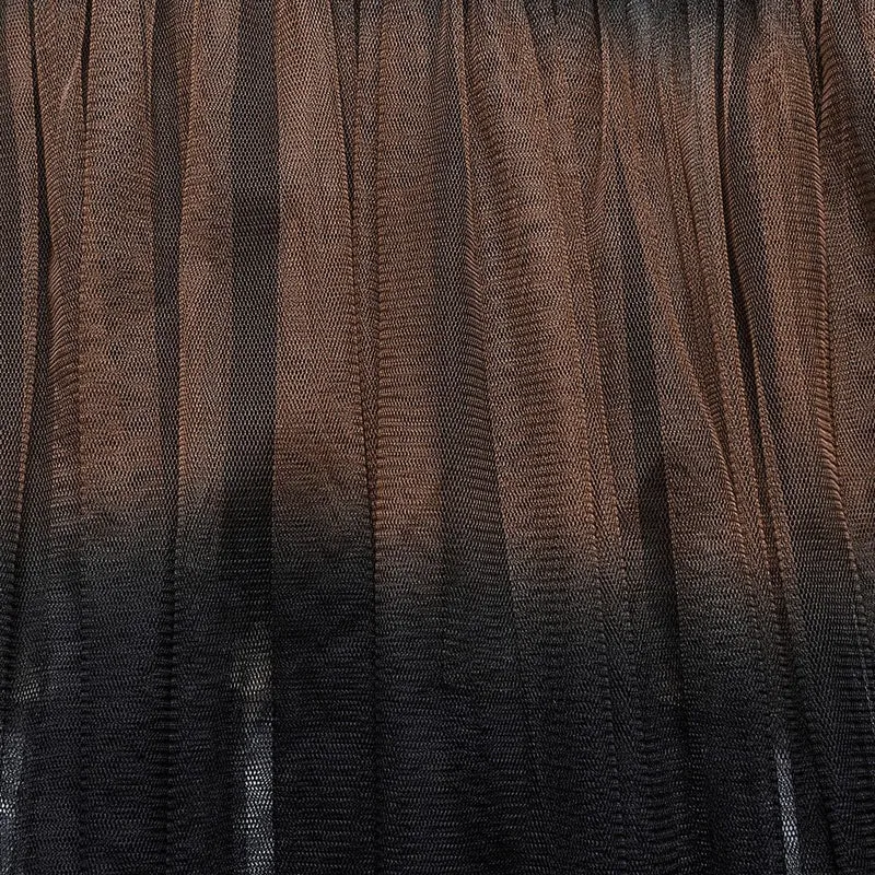 Langer Überrock aus Gothic-Netzstoff mit Schnalle und Rüschen für Damen, Schwarz-Kaffee