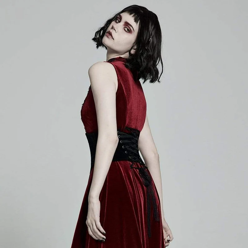 Gothic-Unterbrustkorsett mit Jacquard-Schnürung für Damen, Schwarz
