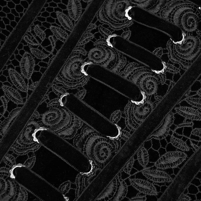 Gothic-Unterbrustkorsett mit Jacquard-Schnürung für Damen, Schwarz