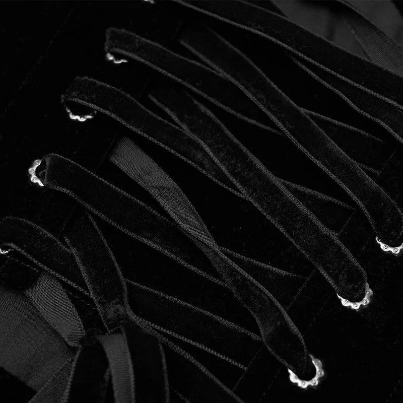 Gothic-Unterbrustkorsett mit Jacquard-Schnürung für Damen, Schwarz