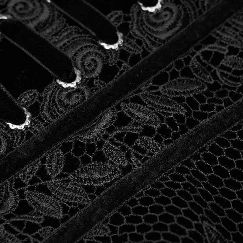 Gothic-Unterbrustkorsett mit Jacquard-Schnürung für Damen, Schwarz