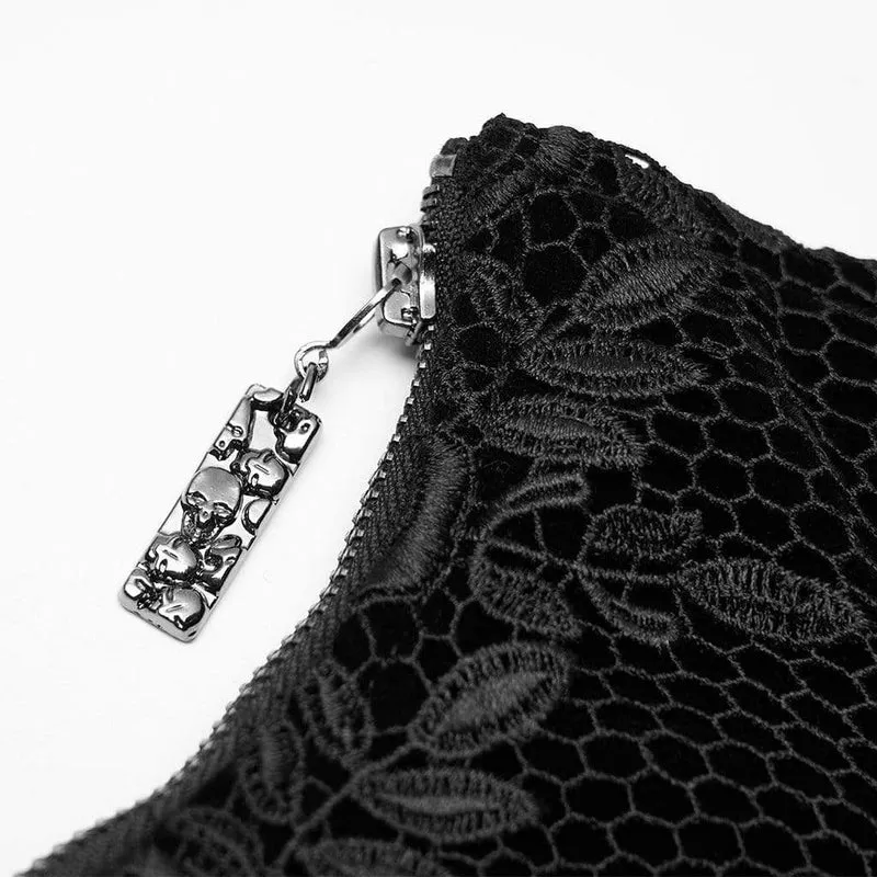 Gothic-Unterbrustkorsett mit Jacquard-Schnürung für Damen, Schwarz