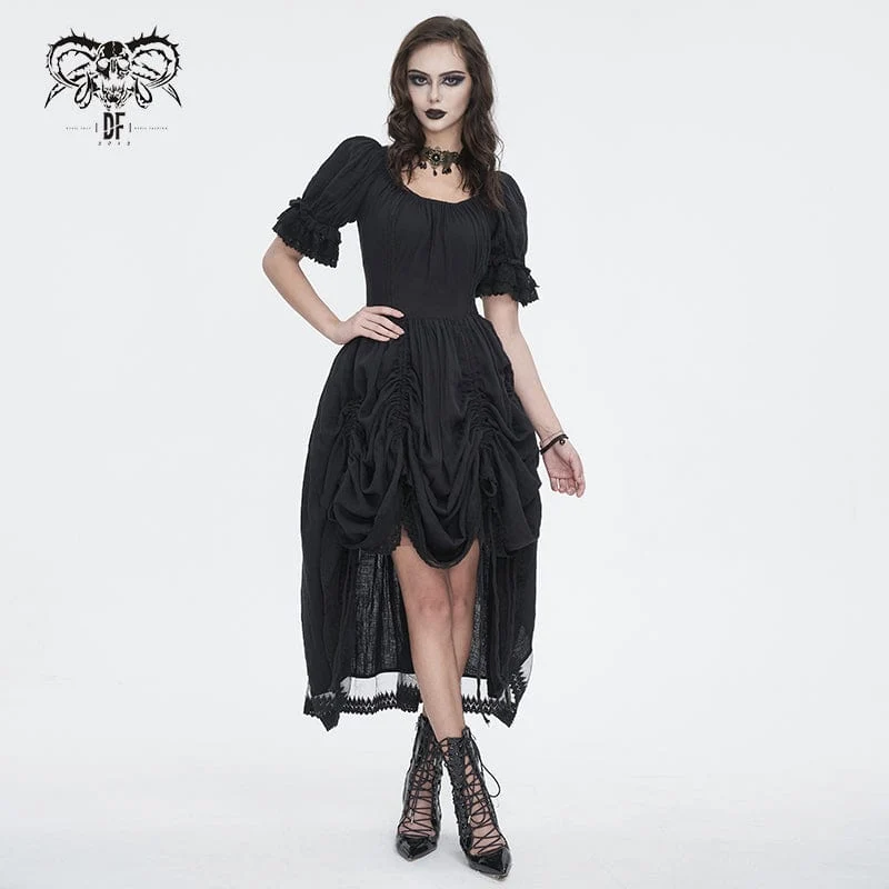 Damen-Ballkleid im Gothic-Stil mit Puffärmeln und Kordelzug