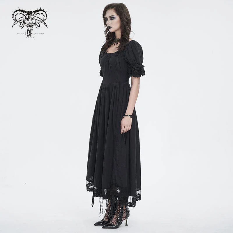 Damen-Ballkleid im Gothic-Stil mit Puffärmeln und Kordelzug