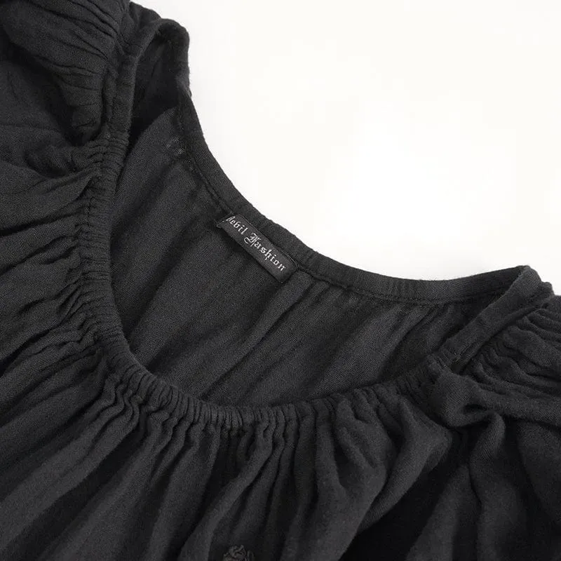 Damen-Ballkleid im Gothic-Stil mit Puffärmeln und Kordelzug