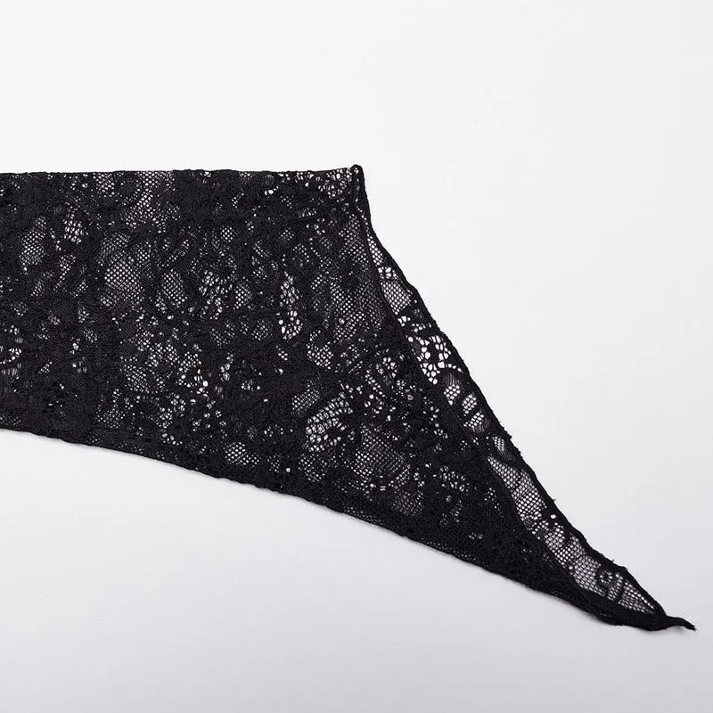 Schwarzes, gotisches Samtkleid mit Spitzeneinsatz und Meerjungfrauenschnitt für Damen, ideal für Abschlussball und Hochzeit.