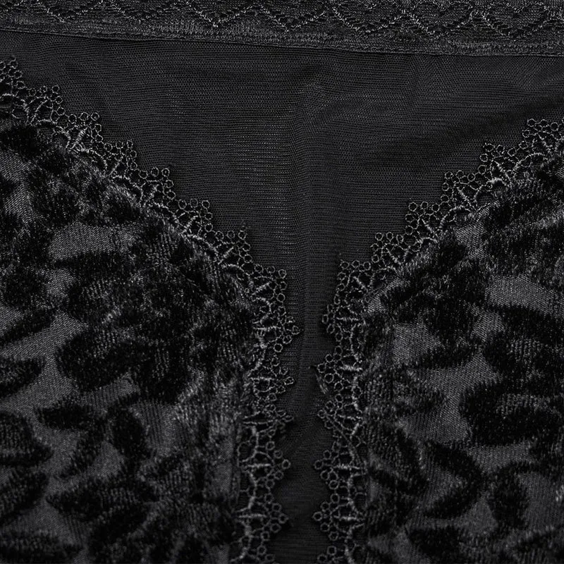 Gothic-Kleid aus Samt mit schulterfreier Spitze für Damen