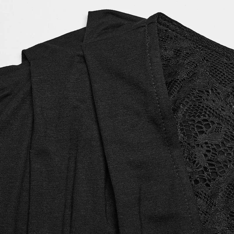 Gothic-Flitterwochenkleid für Damen mit tiefem Ausschnitt, Spitze und Kordelzug