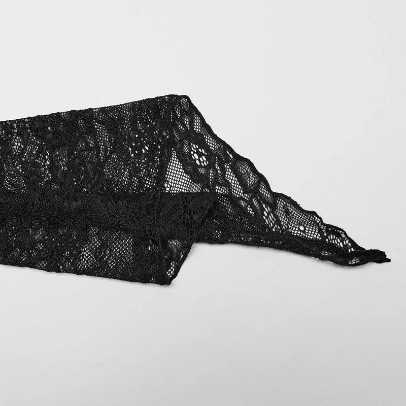 Gothic-Flitterwochenkleid für Damen mit tiefem Ausschnitt, Spitze und Kordelzug