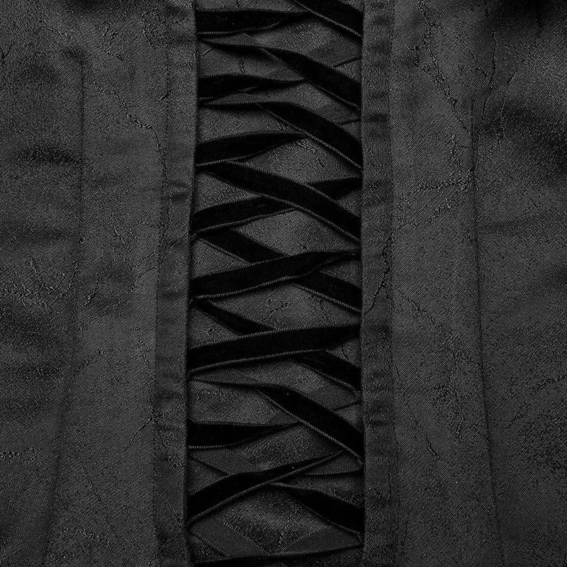 Schwarzes, gotisches Abendkleid mit Puffärmeln und Schnürung für Damen, ideal als Hochzeitskleid