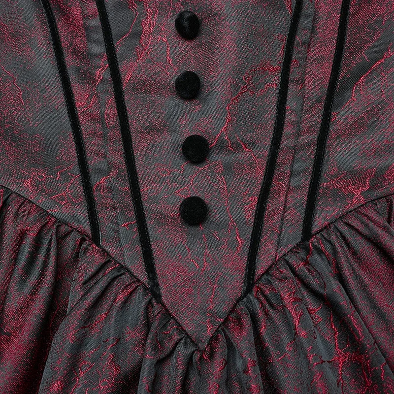 Rotes, gotisches Abendkleid mit Puffärmeln und Schnürung für Damen, ideal als Hochzeitskleid