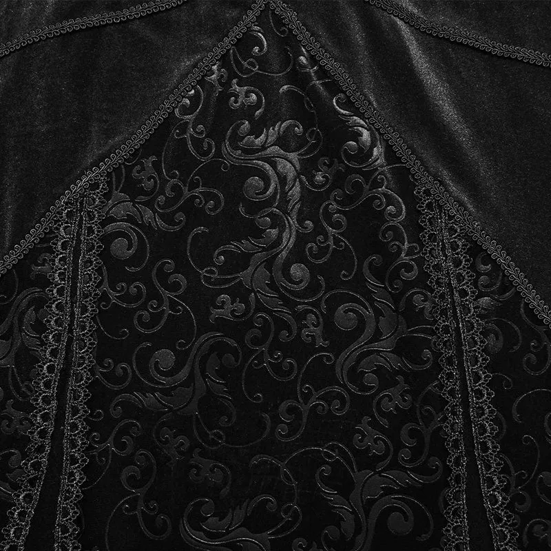 Gothic-Ballkleid aus geprägtem Samt für Damen in Schwarz