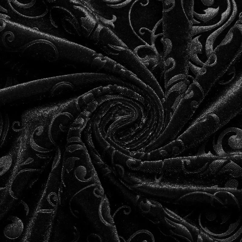 Gothic-Ballkleid aus geprägtem Samt für Damen in Schwarz