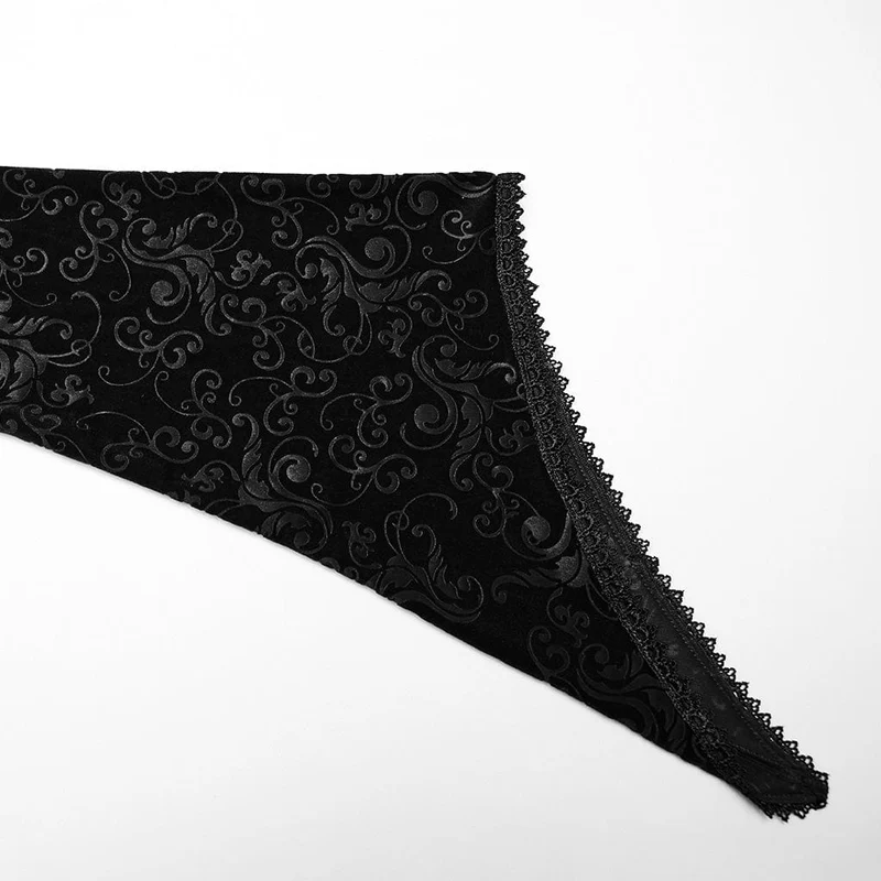 Gothic-Ballkleid aus geprägtem Samt für Damen in Schwarz