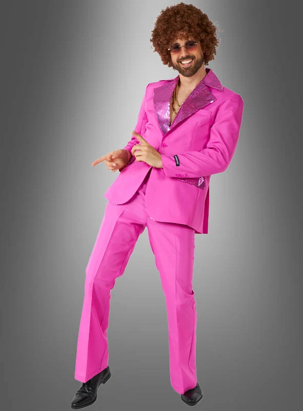 Disco Anzug pink Herrenkostüm