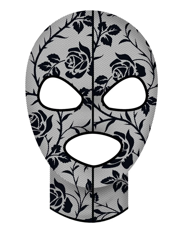 Schwarze Spitzenhaube mit Rosen Motiv