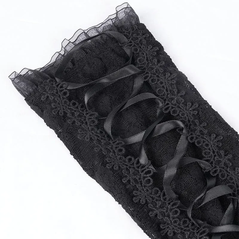 Gothic-Armstulpen aus Netzspitze zum Schnüren für Damen