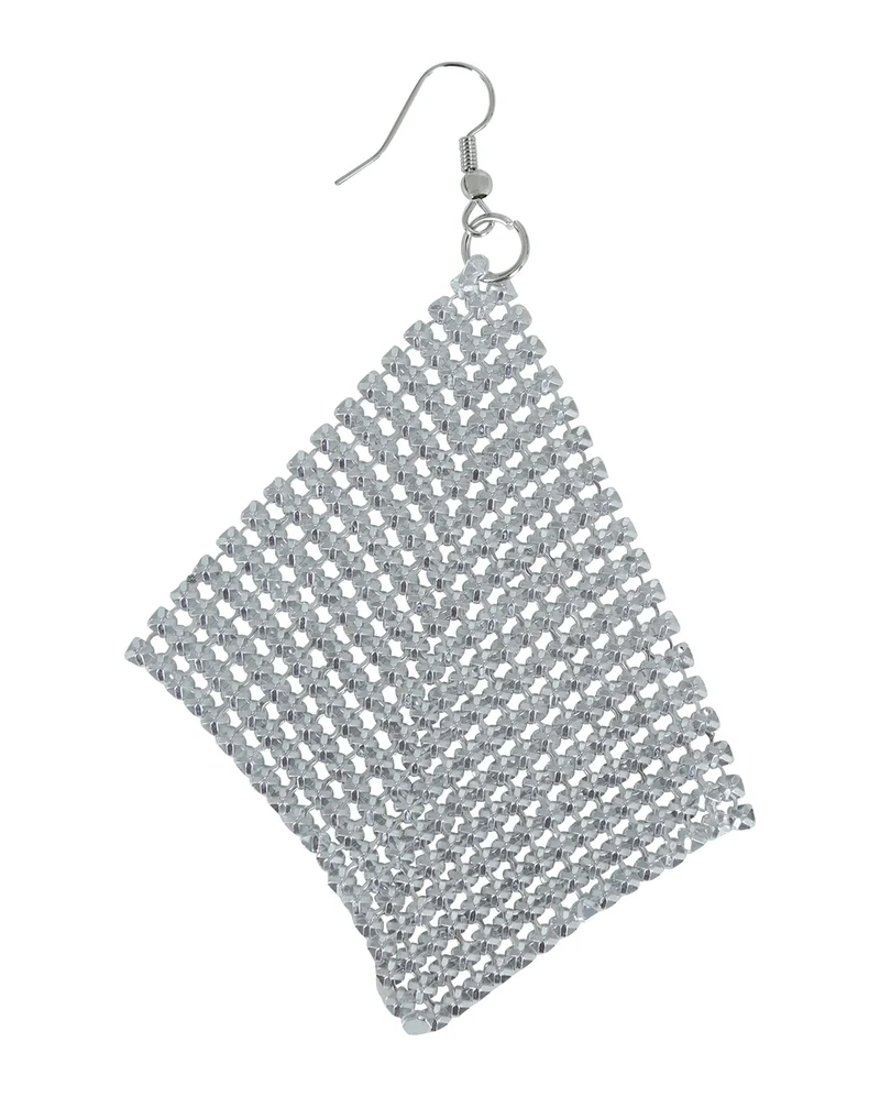 70`s Disco Ohrringe mit Metallic Gitter