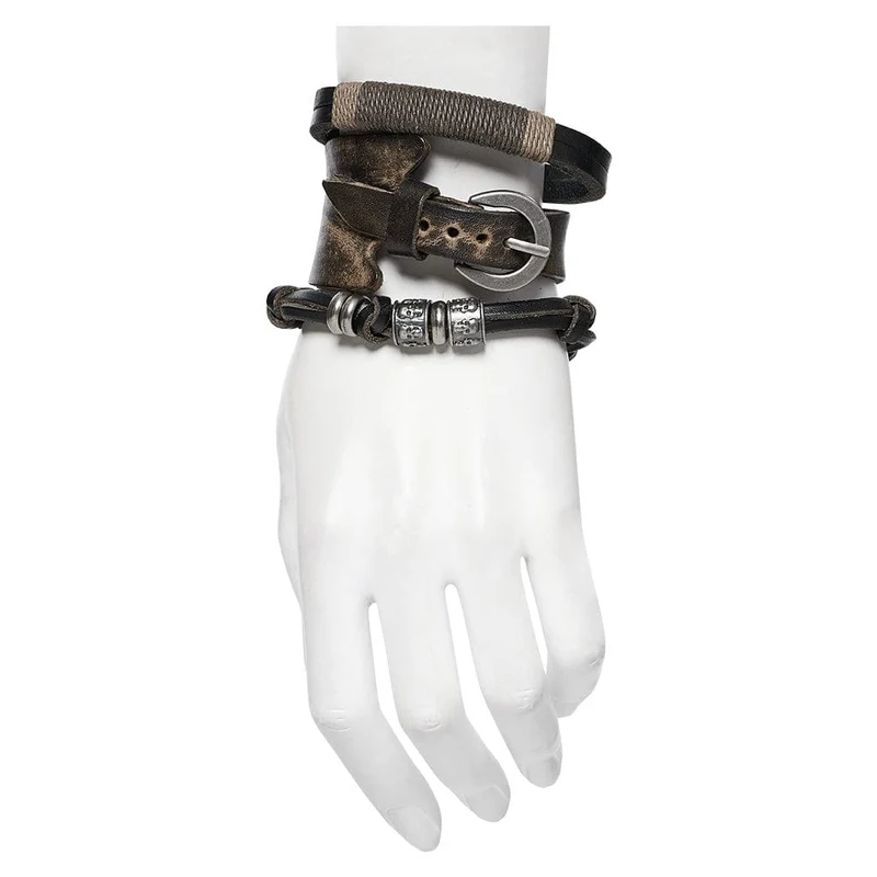 Armbandset aus Kunstleder mit Punk-Schnalle für Damen