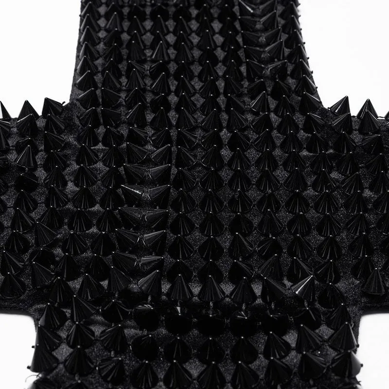 Gothic Neckholder Top mit Nieten und Schnürung für Damen