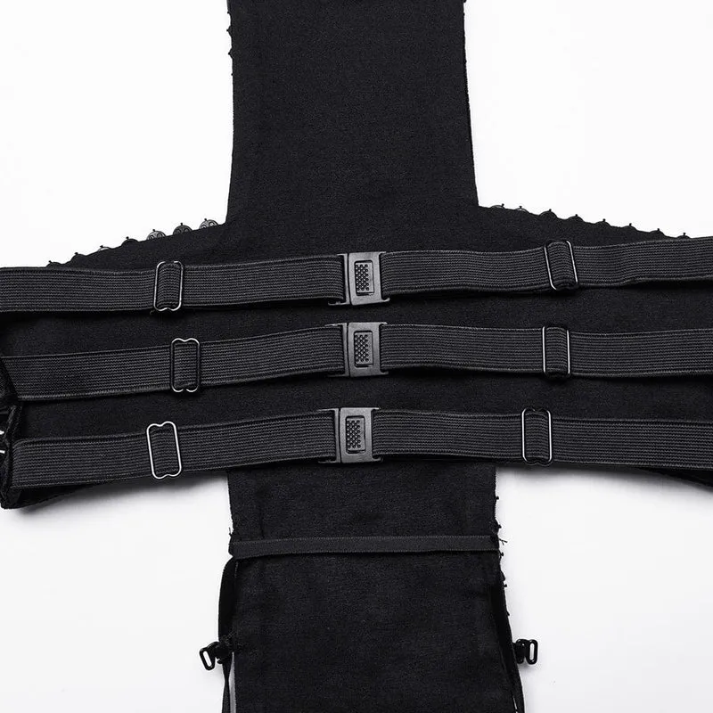 Gothic Neckholder Top mit Nieten und Schnürung für Damen