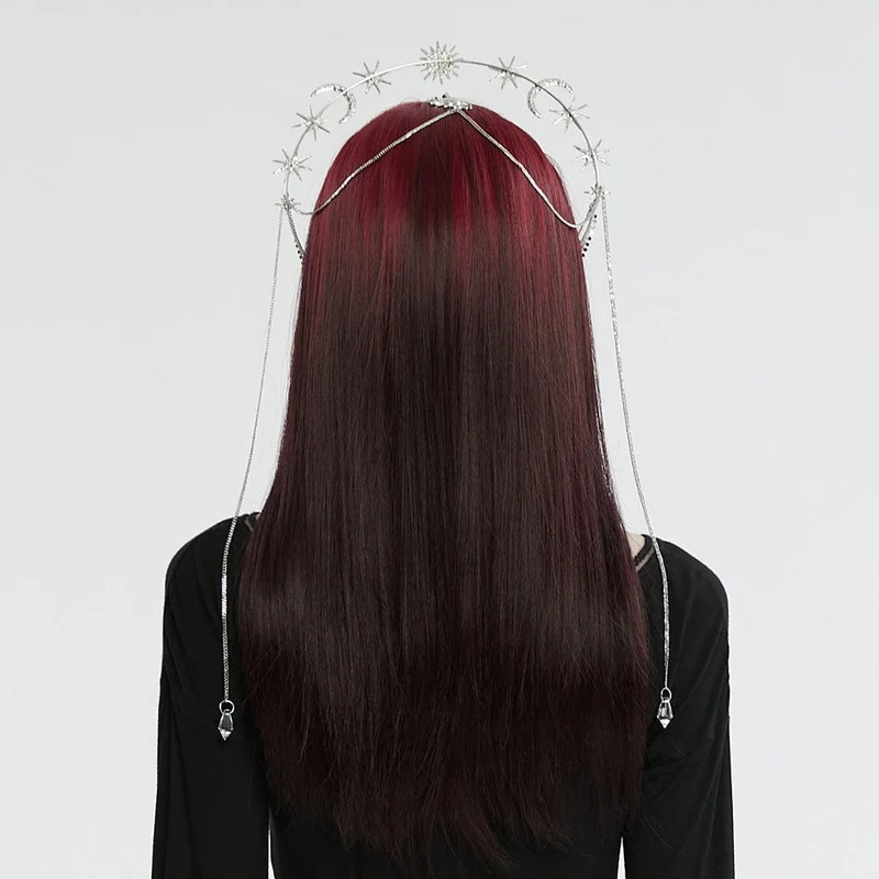Gothic-Kopfbedeckung mit Stern- und Mondkette für Damen