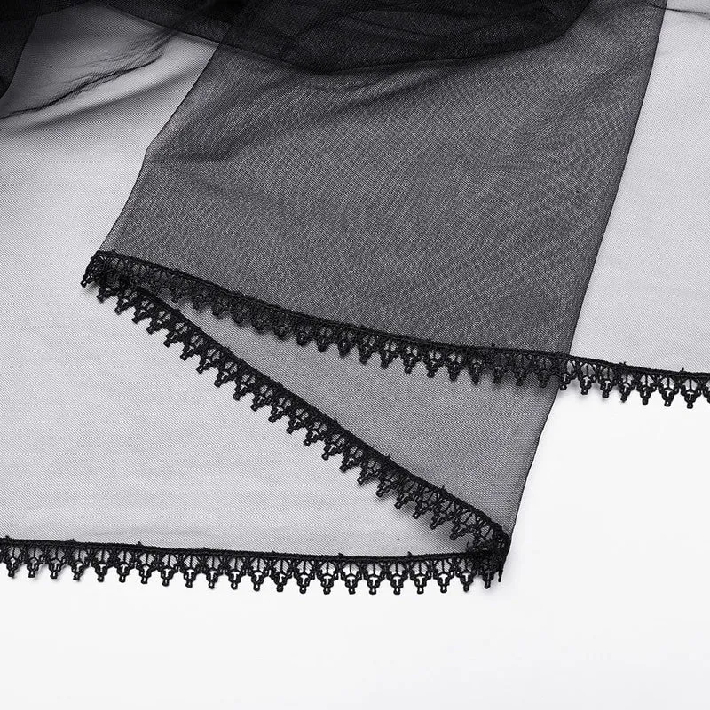 Gothic-Schleier aus floralem Netzstoff mit Federspleiß für Damen