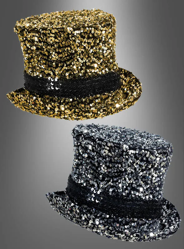 Pailletten Zylinder Deluxe gold oder silber