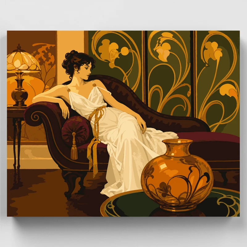 Reclining Lady Art Nouveau - Paint by Numbers Kit