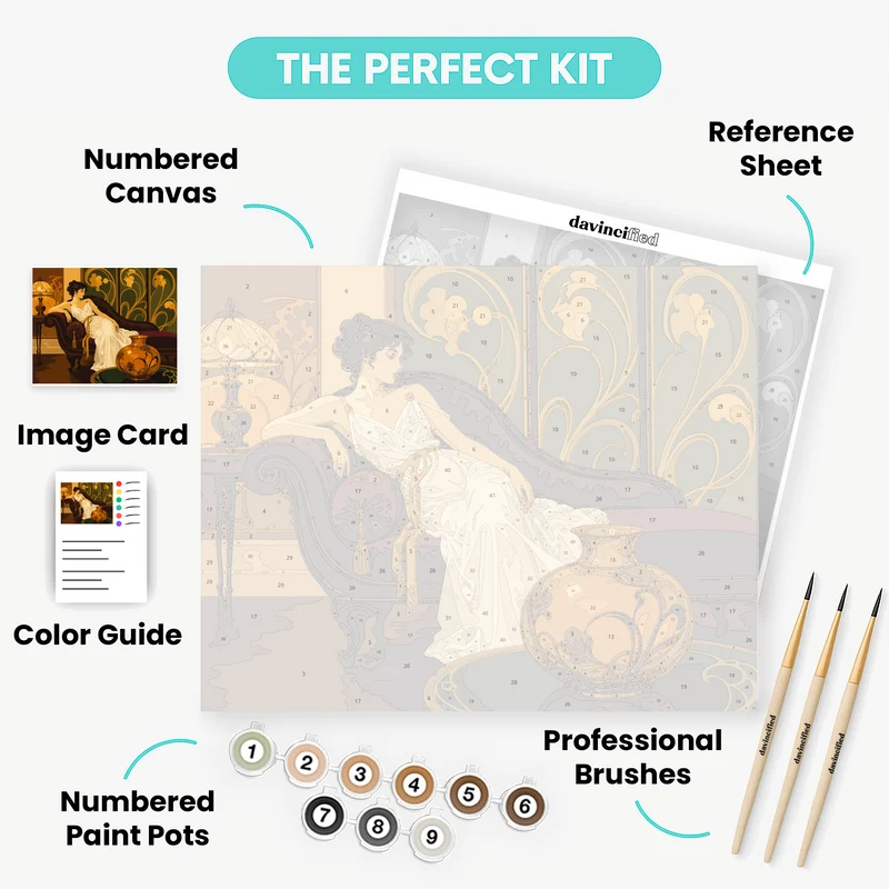Reclining Lady Art Nouveau - Paint by Numbers Kit