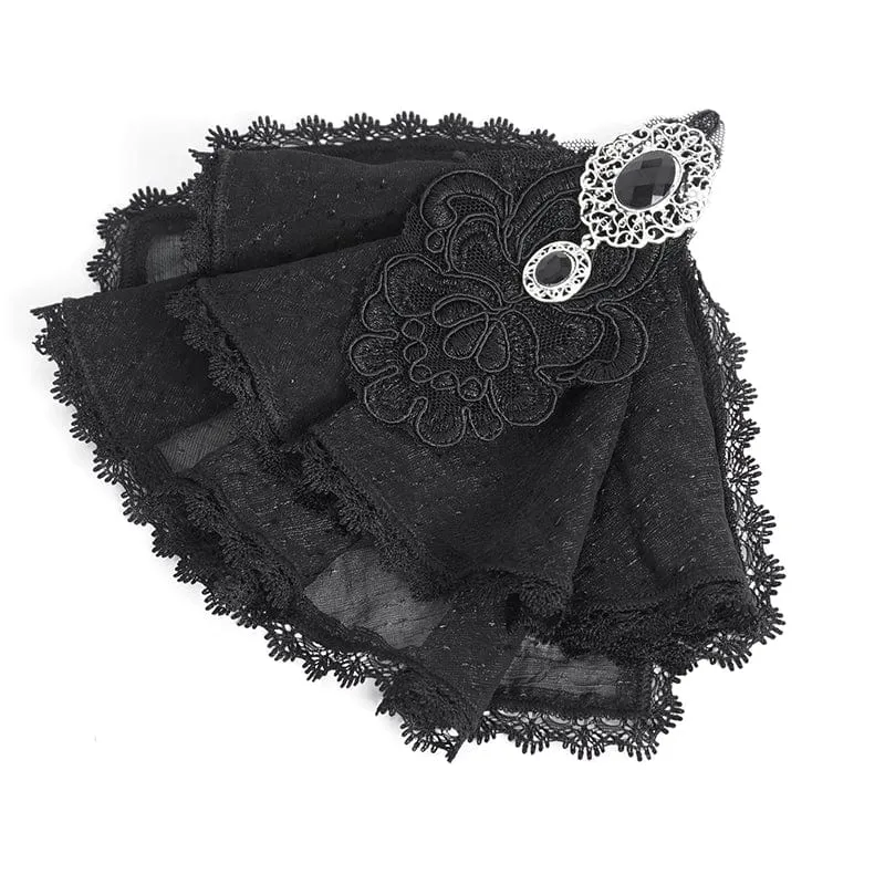 Damen-Gothic-Hemd mit Puffärmeln, Rüschen und abgesetzter Krawatte
