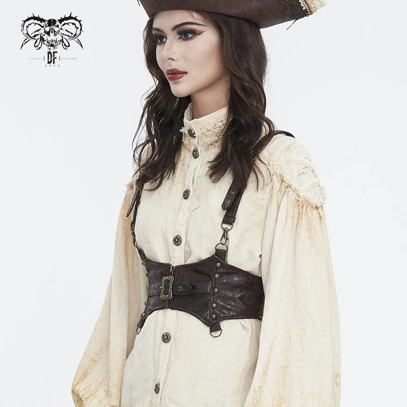 Damen-Unterbrustkorsett aus Kunstleder mit Steampunk-Schnalle