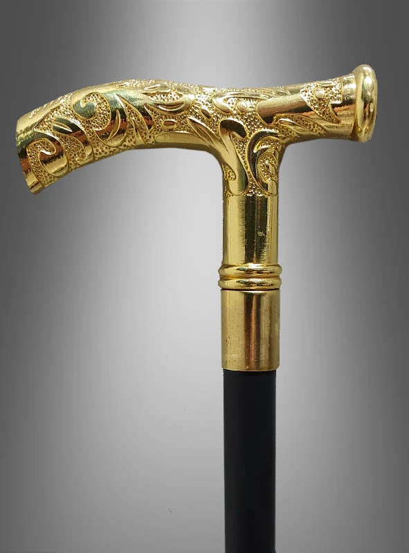 Edler Gehstock mit goldenem Griff 93cm
