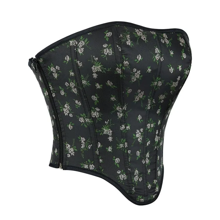 Überbrustkorsett für Damen mit Gothic-Blumenmuster und seitlichem Reißverschluss