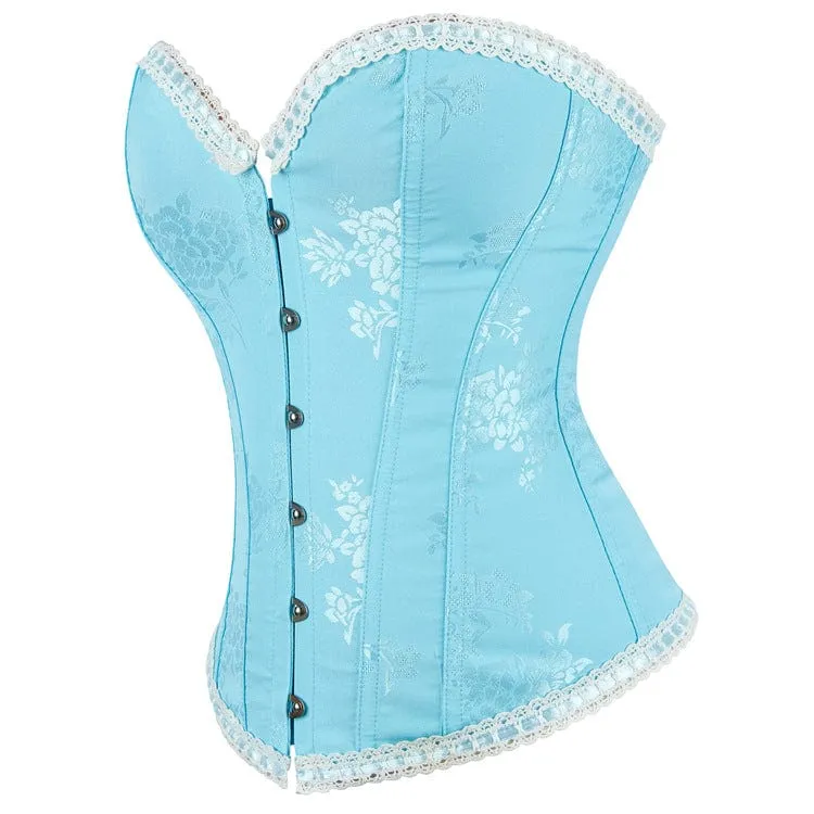 Gothic-Überbrustkorsett mit Jacquard-Spitzensaum und Schnürung für Damen