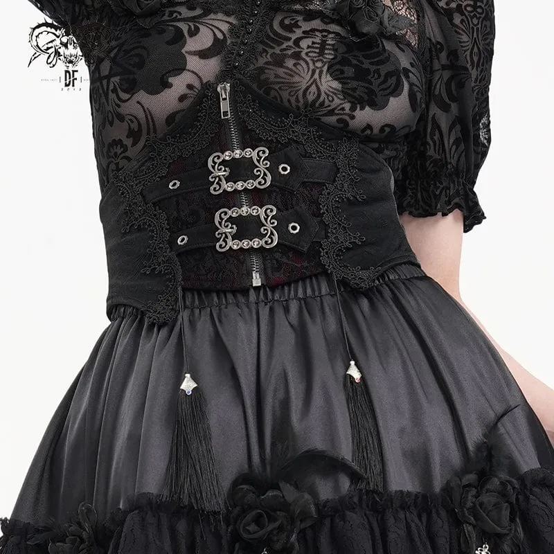 Gothic-Unterbrustkorsett mit Quasten und Schnalle für Damen