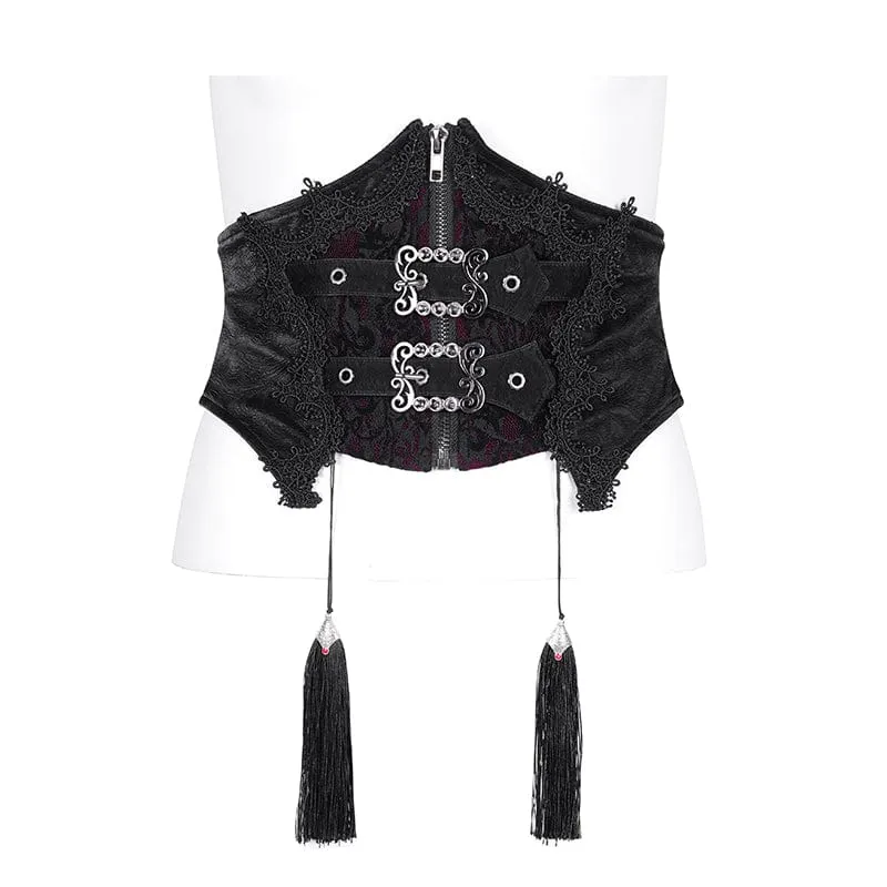 Gothic-Unterbrustkorsett mit Quasten und Schnalle für Damen