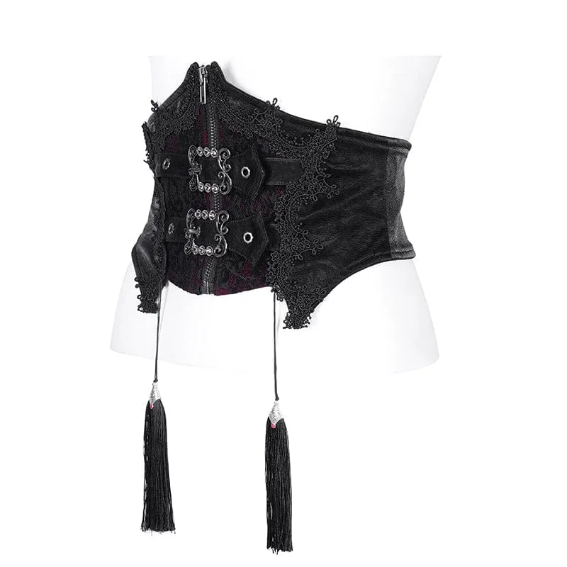 Gothic-Unterbrustkorsett mit Quasten und Schnalle für Damen