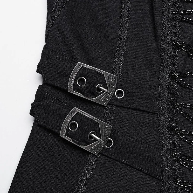 Damen Punk Stehkragen Kettennadel Mantel
