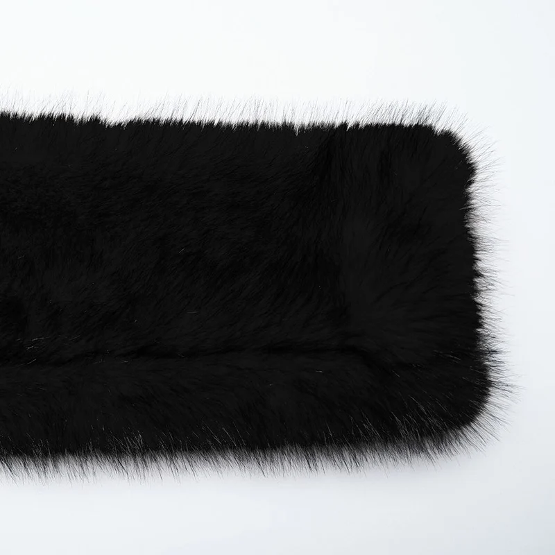 Damen Punk Stehkragen Kunstpelz Kurze Jacke Schwarz