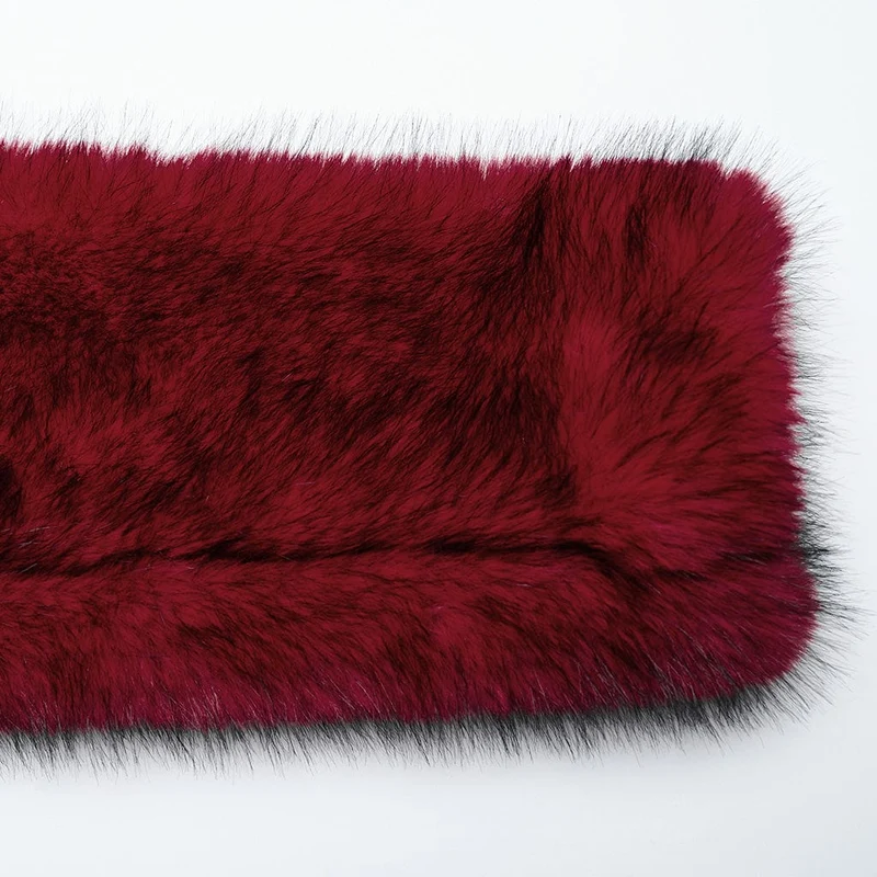 Damen Punk Stehkragen Kunstpelz Kurze Jacke Rot