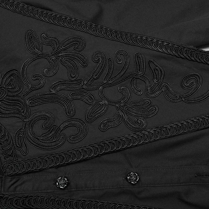 Gothic Rüschen Stehkragen Schnürhemd für Damen Schwarz