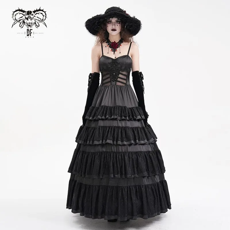 Gothic-Schnürkleid aus Mesh-Spitze für Damen, Hochzeitskleid