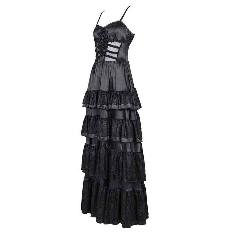 Gothic-Schnürkleid aus Mesh-Spitze für Damen, Hochzeitskleid