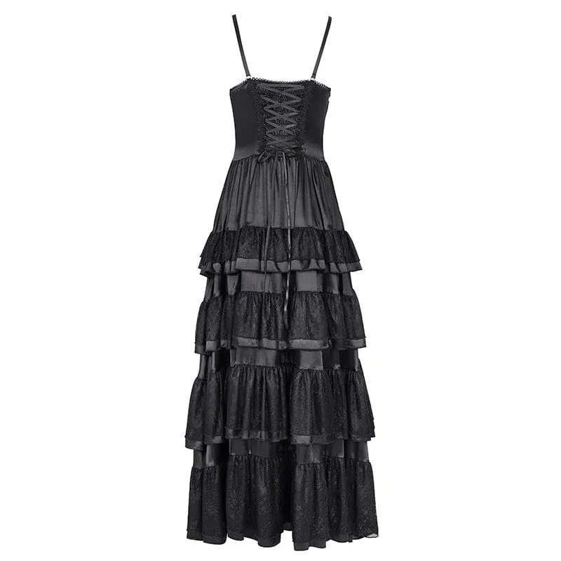 Gothic-Schnürkleid aus Mesh-Spitze für Damen, Hochzeitskleid