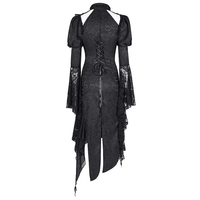 Gothic-Kleid mit Cut-outs, Schnürung und unregelmäßigem Saum für Damen